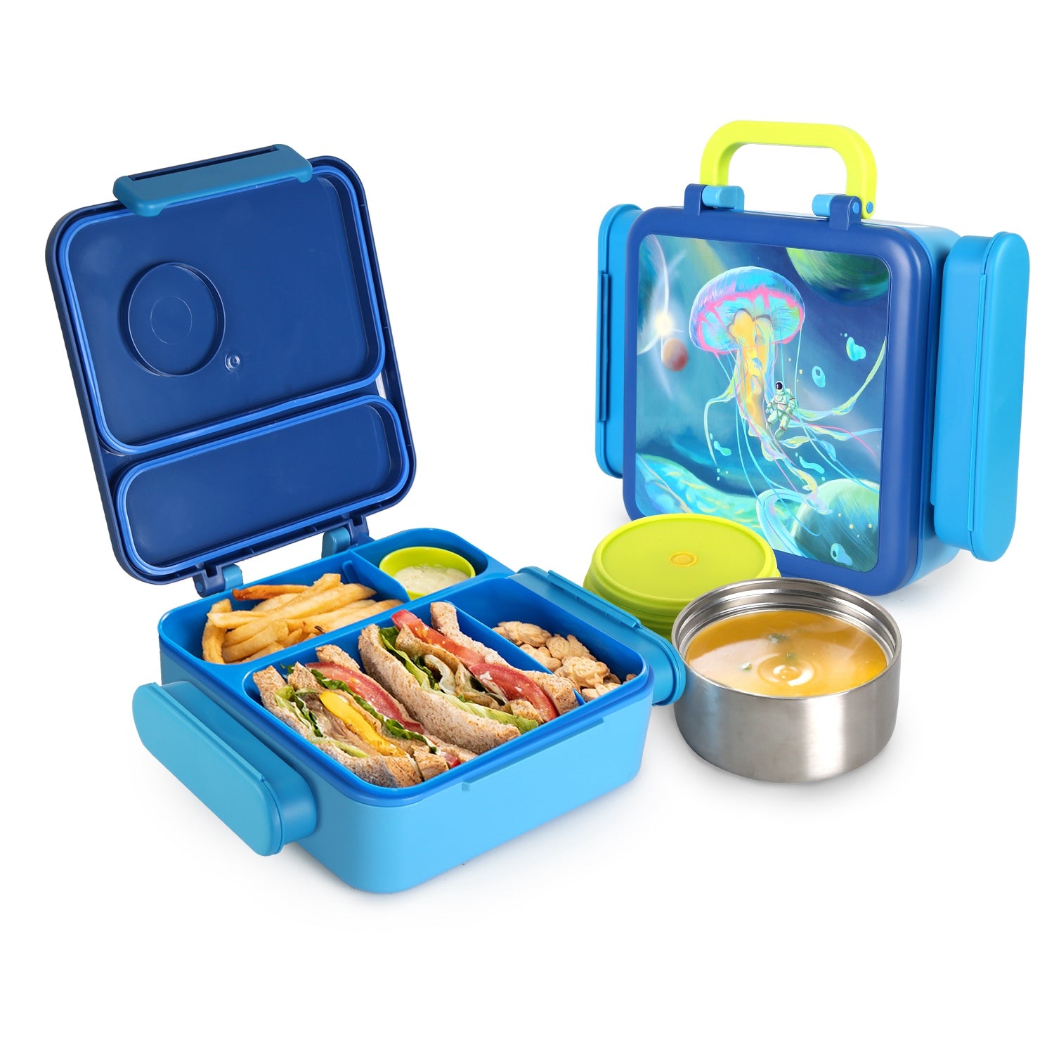 Kids Insulated Lunch Box Set with Bag, Soup Bowl, Utensils & Dividers