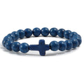 Blue Cross Bracelet — Natural Stone Beaded Bracelet