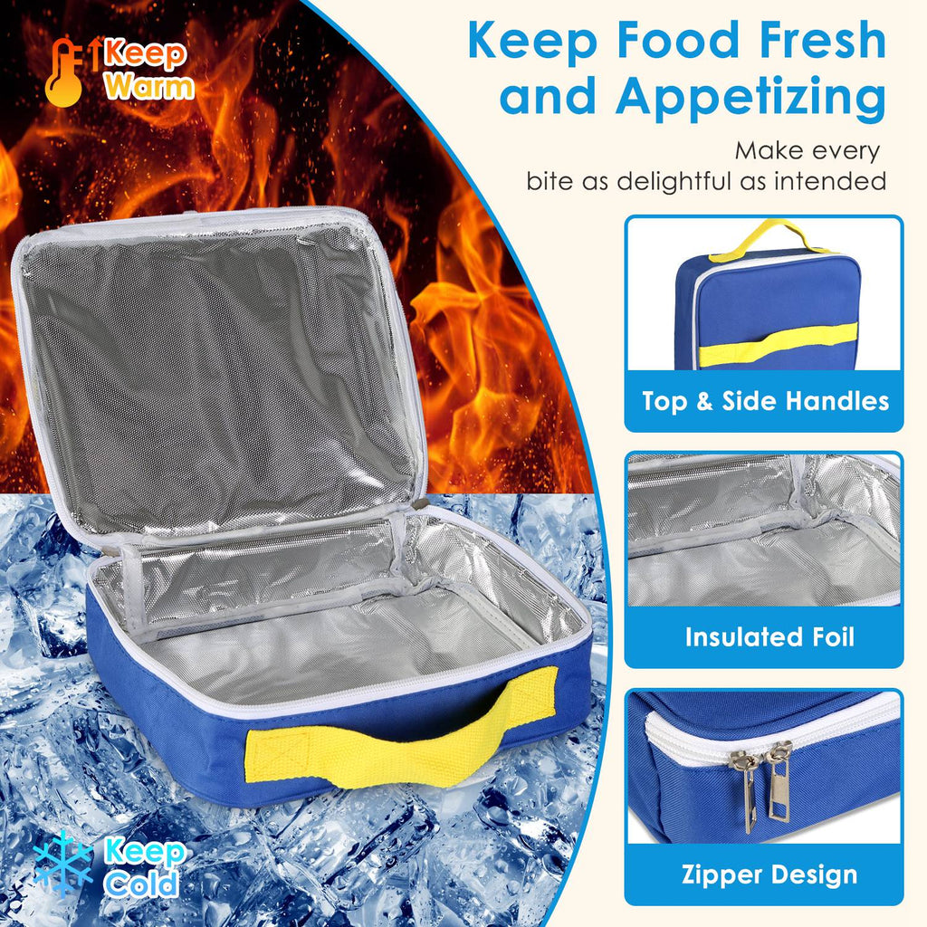 Kids Insulated Lunch Box Set with Bag, Soup Bowl, Utensils & Dividers