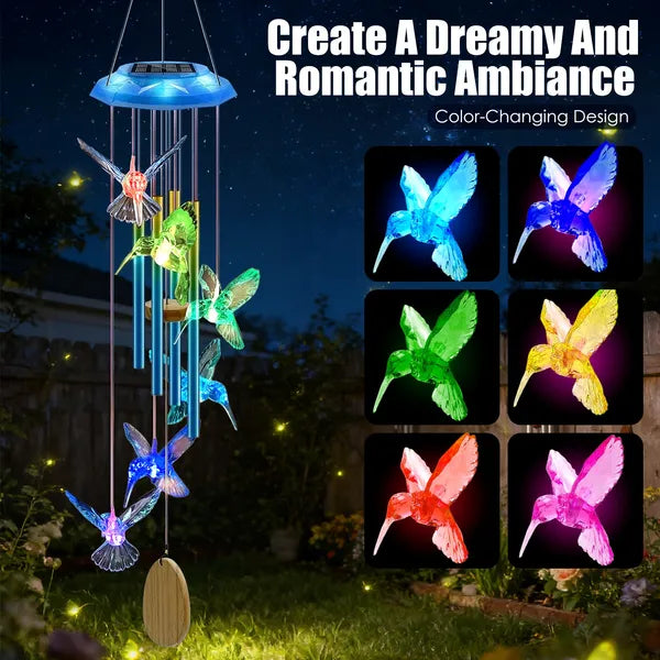 Solar Wind Chime with Color-Changing LED Lights – IP44 Waterproof Outdoor Decor