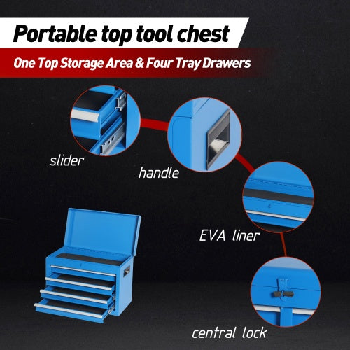 5-Drawer Rolling Tool Chest with Detachable Top Box & Locking Wheels