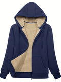 Women's Sherpa-Lined Winter Jacket with Double Zipper Pockets