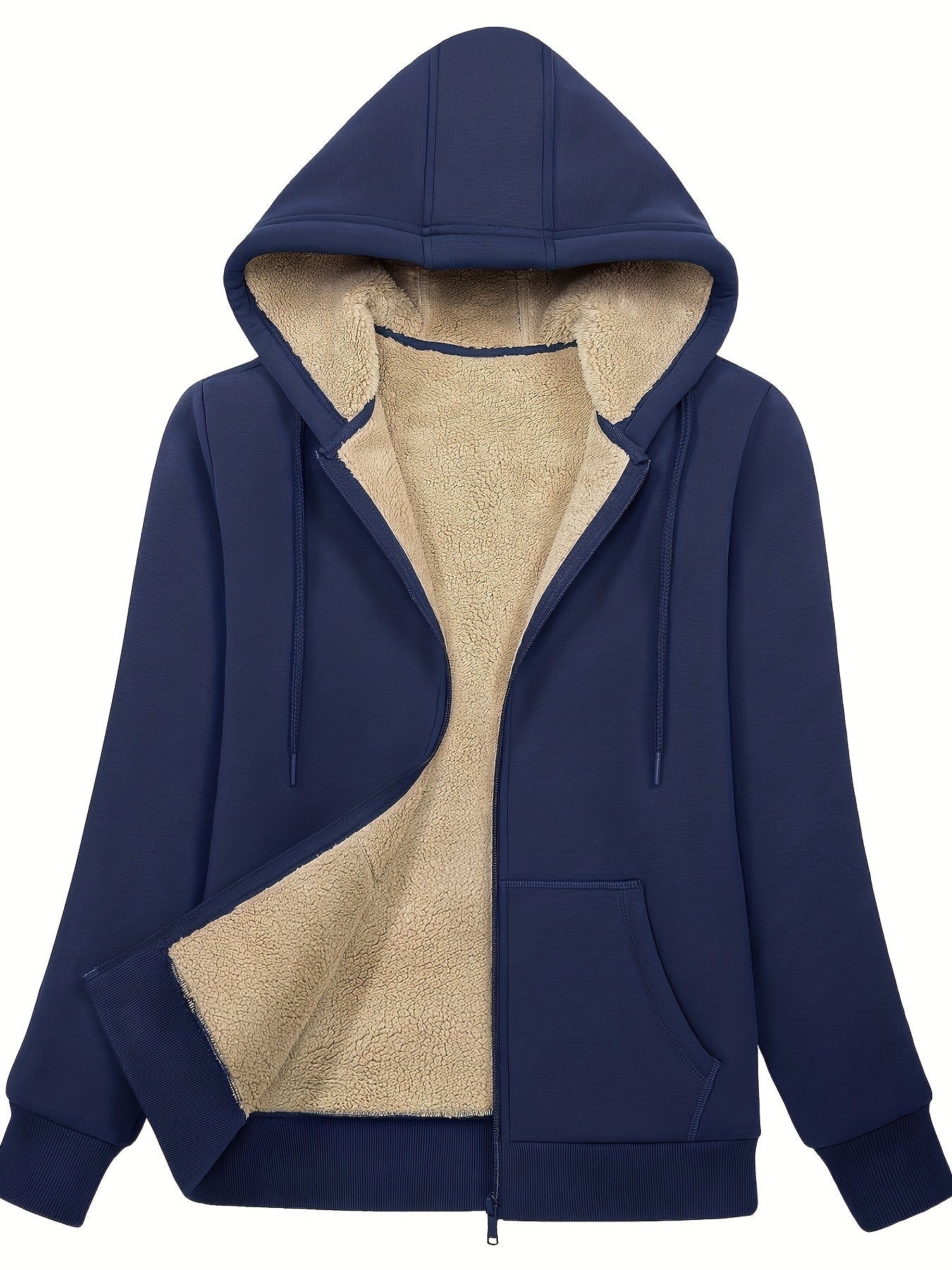 Women's Sherpa-Lined Winter Jacket with Double Zipper Pockets
