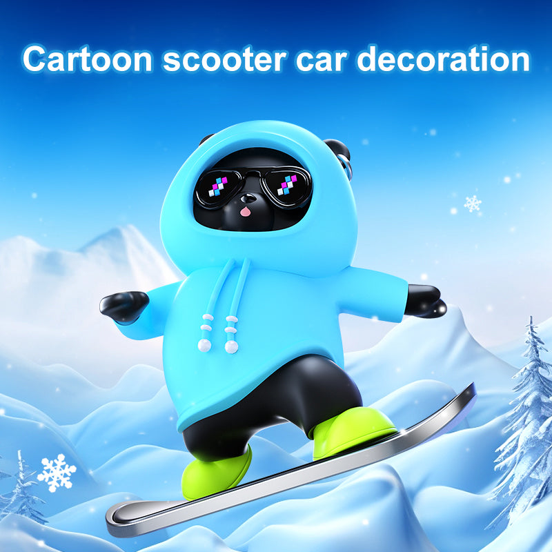 Skateboarding Bear Car Dashboard Ornament – Heat-Resistant Decor