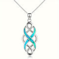 Blue Opal Celtic Knot Pendant Necklace — Sterling Silver