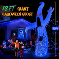 12ft Giant Halloween Ghost Inflatable with 3-Color Flame LED Lights