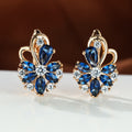 Blue Topaz Crystal Flower Cluster Earrings
