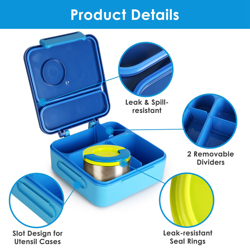 Kids Insulated Lunch Box Set with Bag, Soup Bowl, Utensils & Dividers