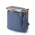 Women's Genuine Leather Mini Coin Wallet with Kiss Lock Closure