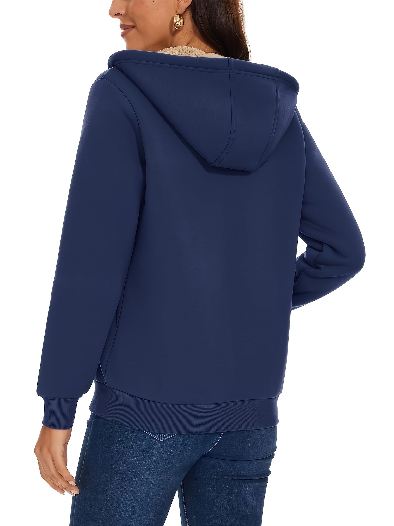 Women's Sherpa-Lined Winter Jacket with Double Zipper Pockets