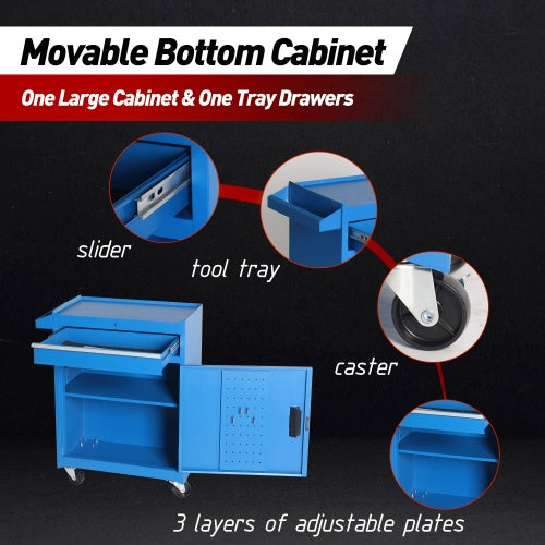 5-Drawer Rolling Tool Chest with Detachable Top Box & Locking Wheels